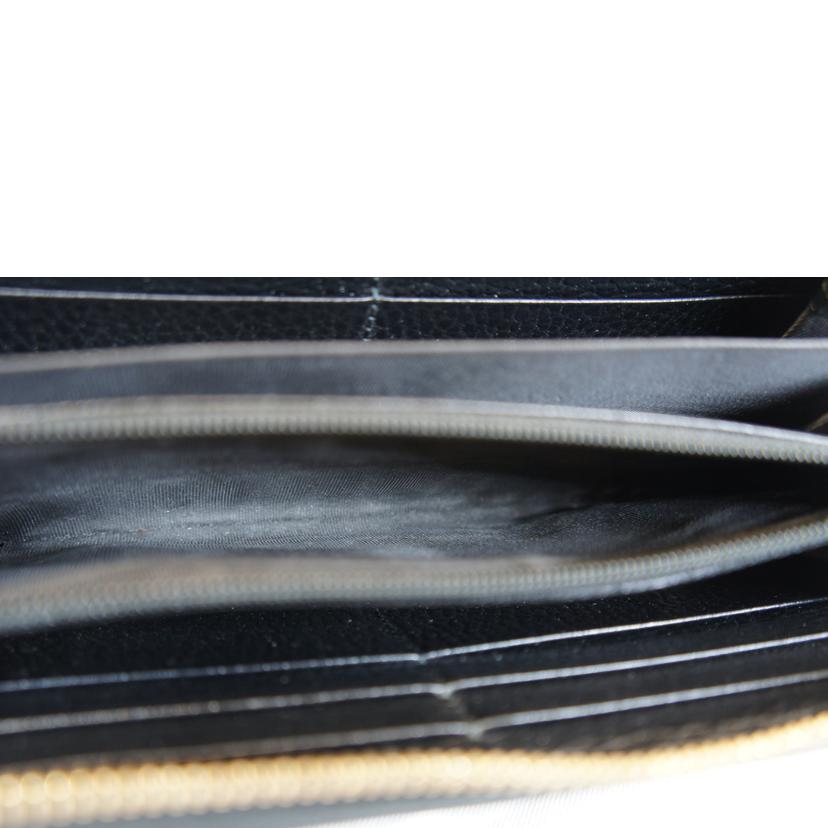 GUCCI グッチ/プチマーモントラウンドファスナーブラックレザー/456117//496***/Aランク/92