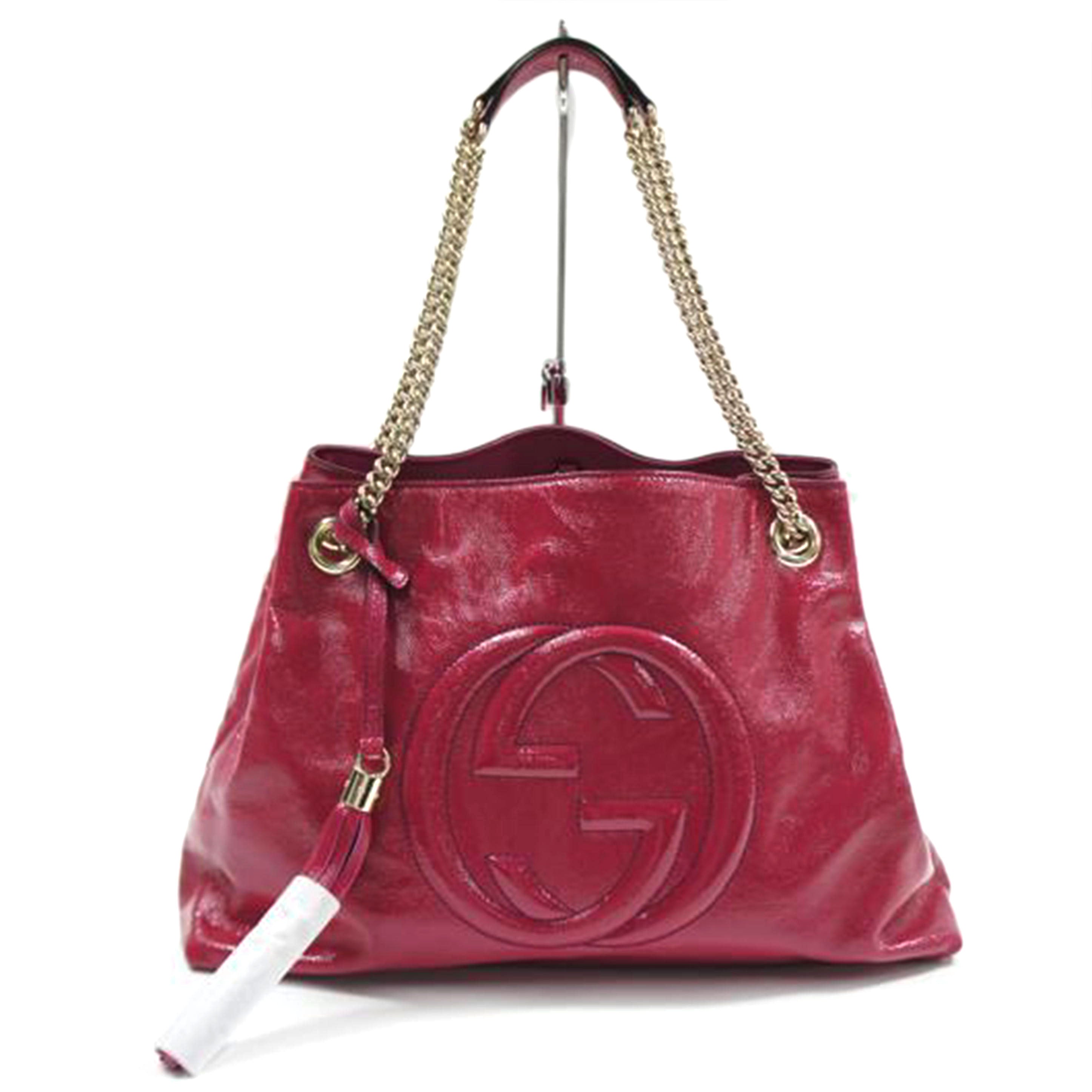 GUCCI グッチ/ソーホーインターロッキングチェーントート/パテントピンク/308982//502752/ABランク/75