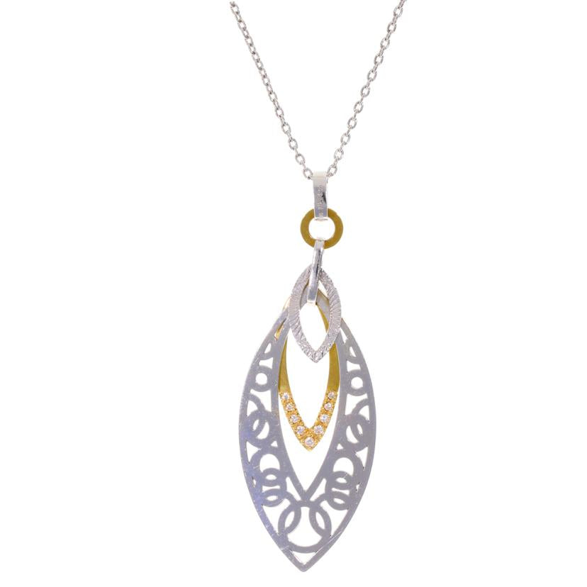 / K18WG/K18ダイヤネックレス0.10ct//ABランク/77