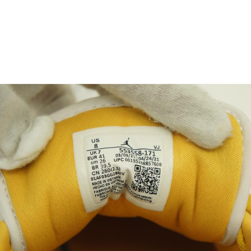 NIKE ナイキ NIKE エアジョーダン1 AIRJORDAN イエロー メンズ ローカットスニーカー /エアジョーダン1LOW/ローカットスニーカー/553558-171//サイズ:26cm/ABランク/75