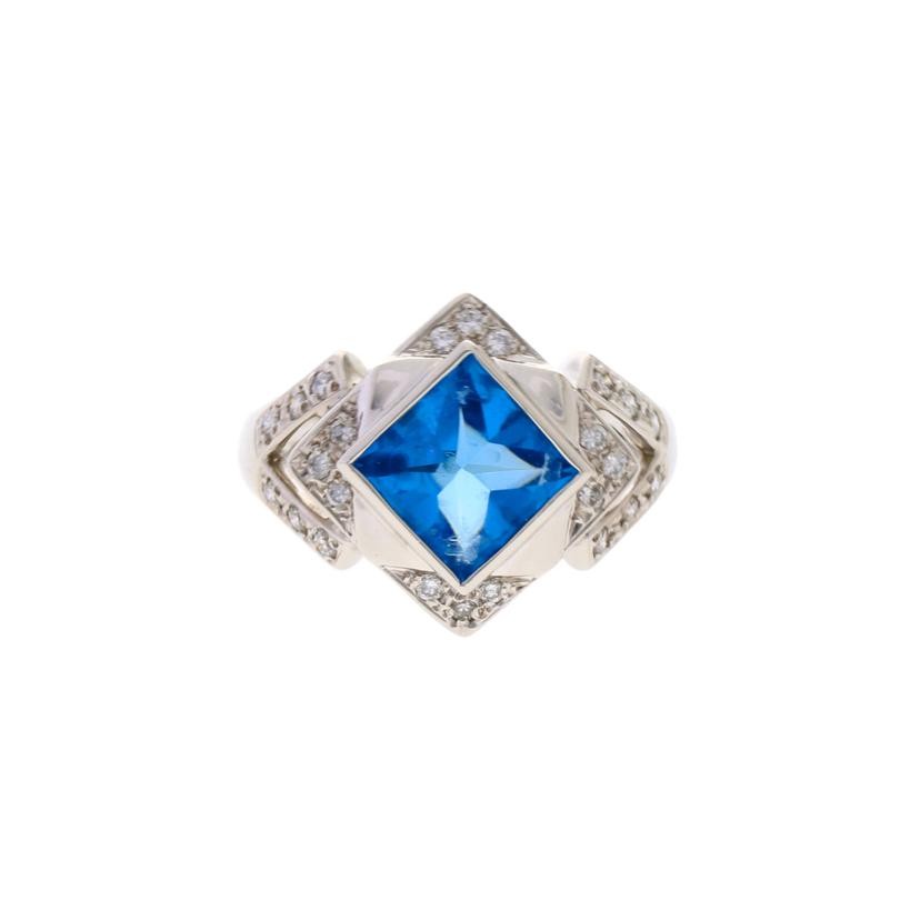 / ◎Pt900ブルートパーズダイヤリング2.78/D0.28ct//Aランク/75