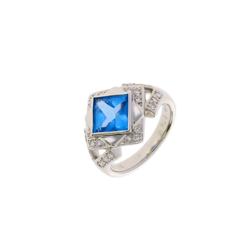 / ◎Pt900ブルートパーズダイヤリング2.78/D0.28ct//Aランク/75