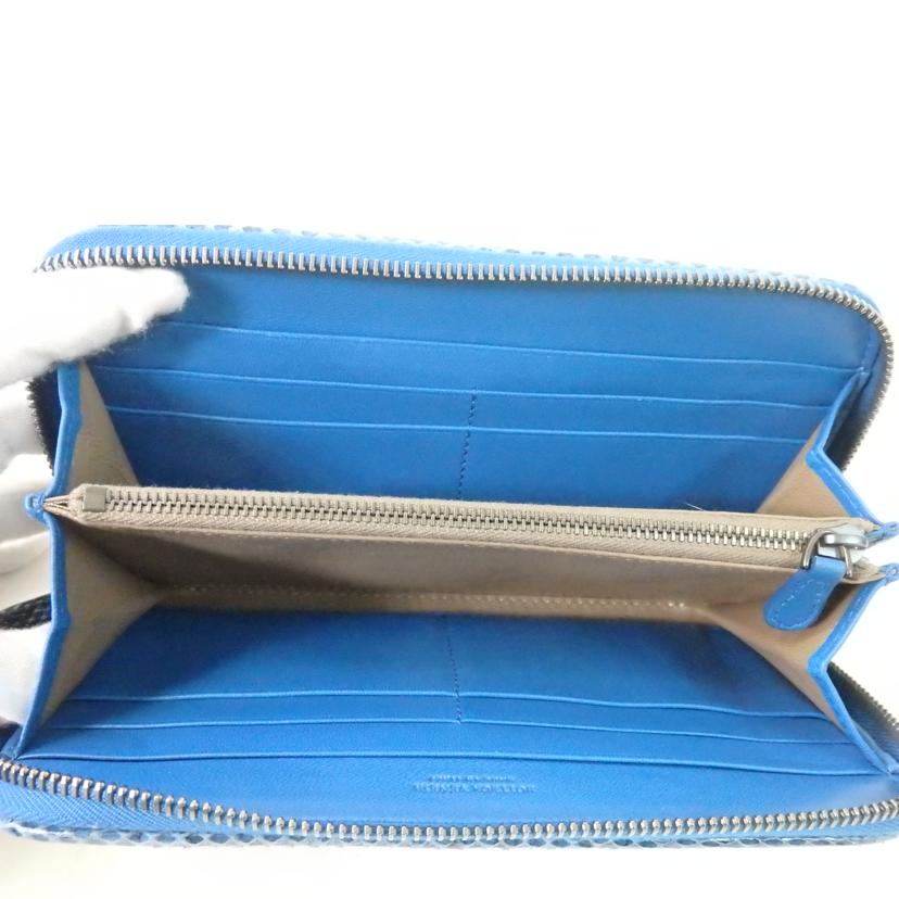 BOTTEGA VENETA ボッテガヴェネタ/イントレチャート/ラウンドファスナー長財布/青//B05*******/Aランク/84