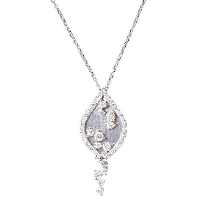 / Pt900/K18WGダイヤネックレス0.50ct//ABランク/75