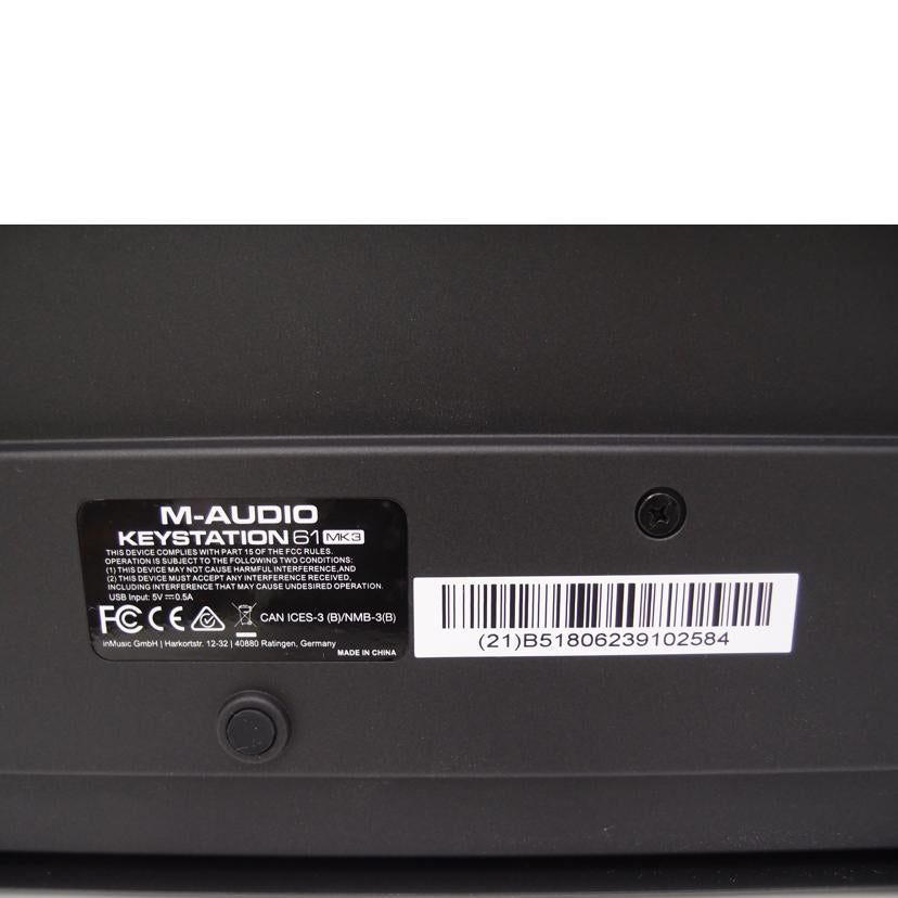 M-AUDIO エムオーディオ/MIDIキーボード/Keystation 61 MK3//B51806239102584/Aランク/69