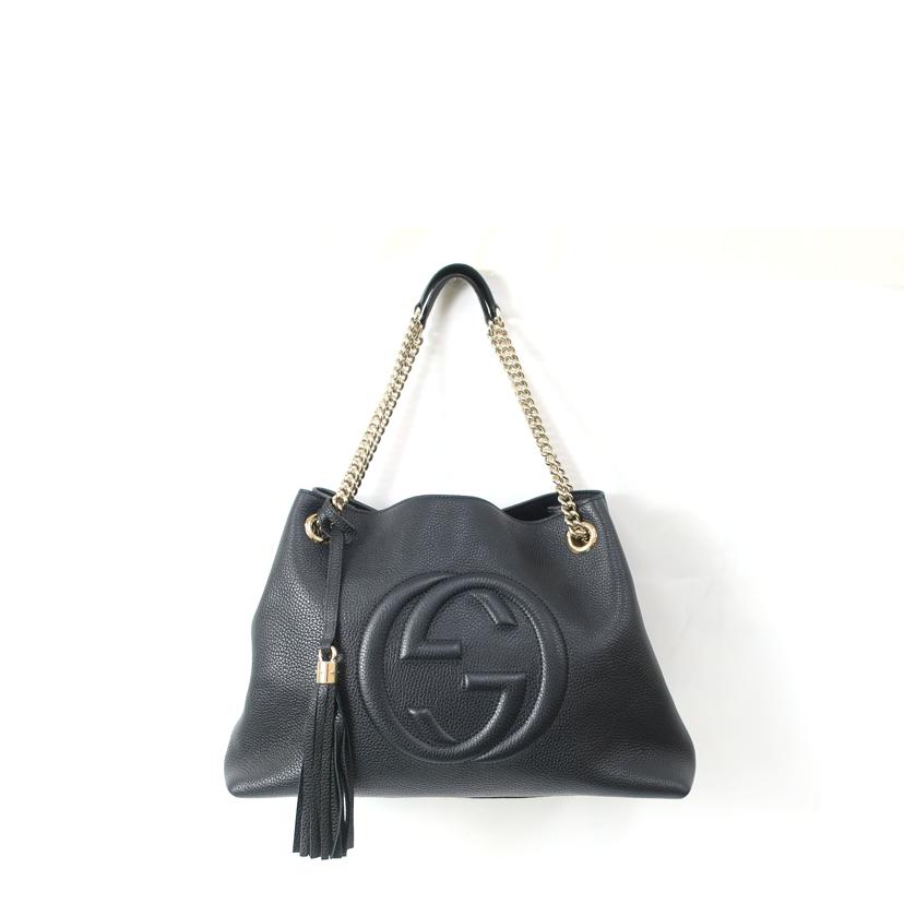 GUCCI グッチ/レザーチェーンショルダーバック ハンドバッグ キャンバス ブラック/536196//ABランク/65
