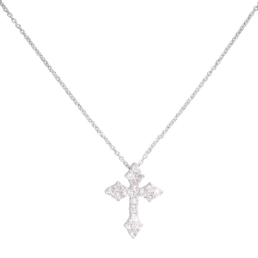 / K18WGクロスダイヤネックレス0.50ct//Aランク/88