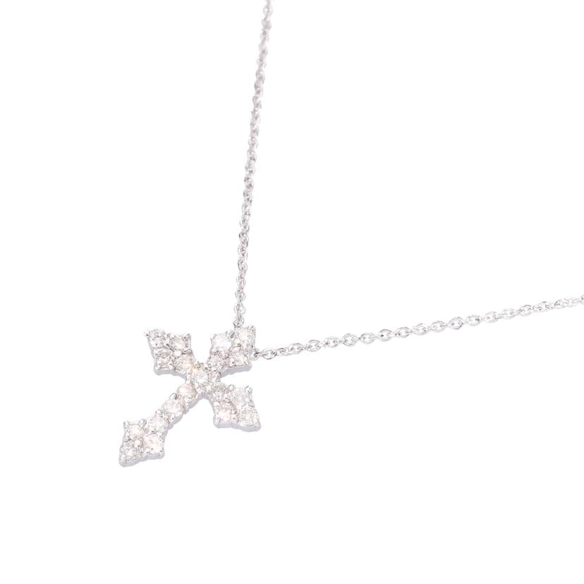 / K18WGクロスダイヤネックレス0.50ct//Aランク/88