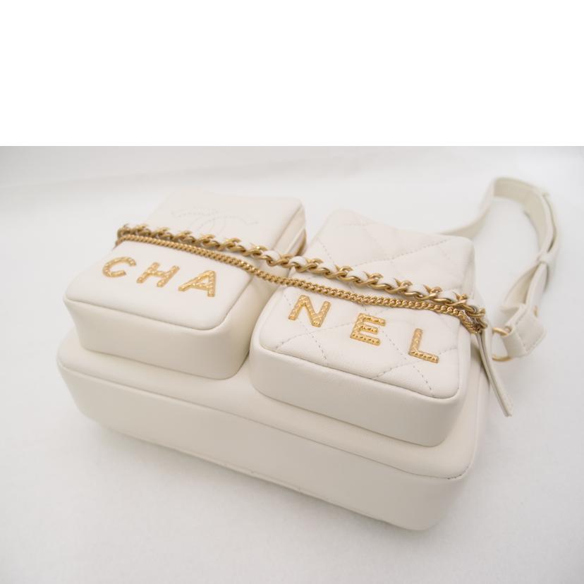 CHANEL シャネル レザー チェーンショルダー 白 ゴールド金具 レディース /スモールカメラショルダー/ホワイト/AS2923//JCC*****/Aランク/69
