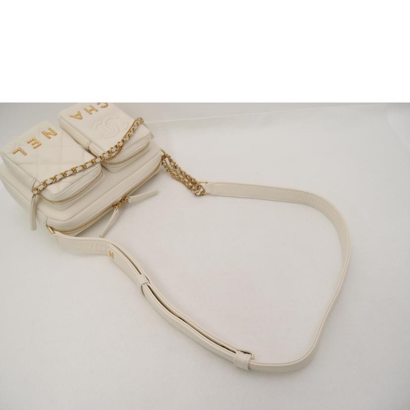 CHANEL シャネル レザー チェーンショルダー 白 ゴールド金具 レディース /スモールカメラショルダー/ホワイト/AS2923//JCC*****/Aランク/69