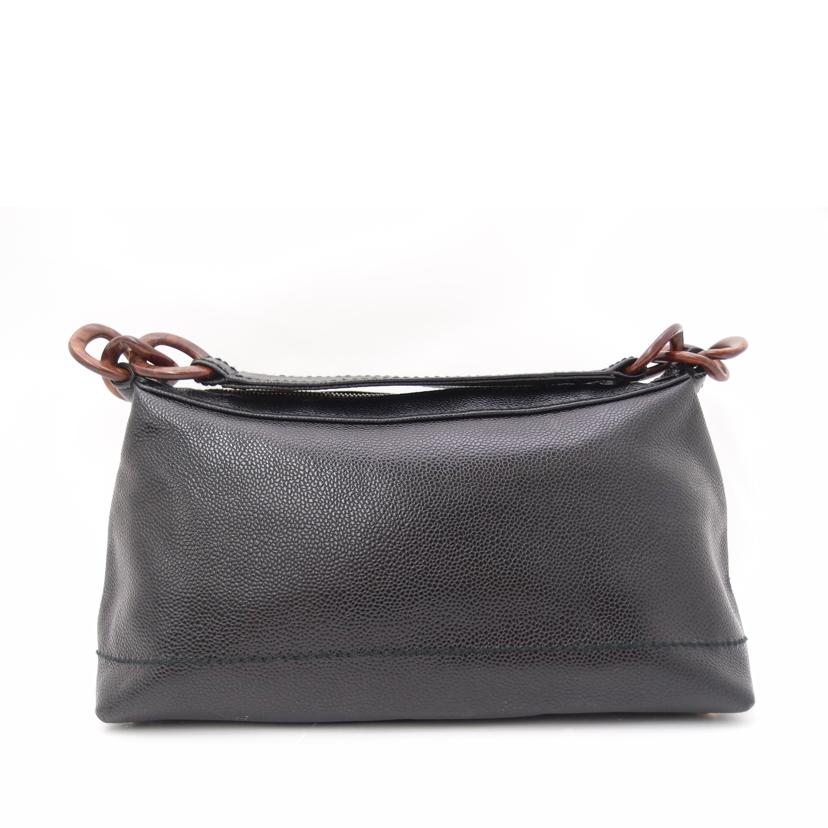 CHANEL シャネル レザー ハンド 肩掛け 黒 /キャビアスキンココマークワンショルダー/ブラック//7386199/Aランク/69