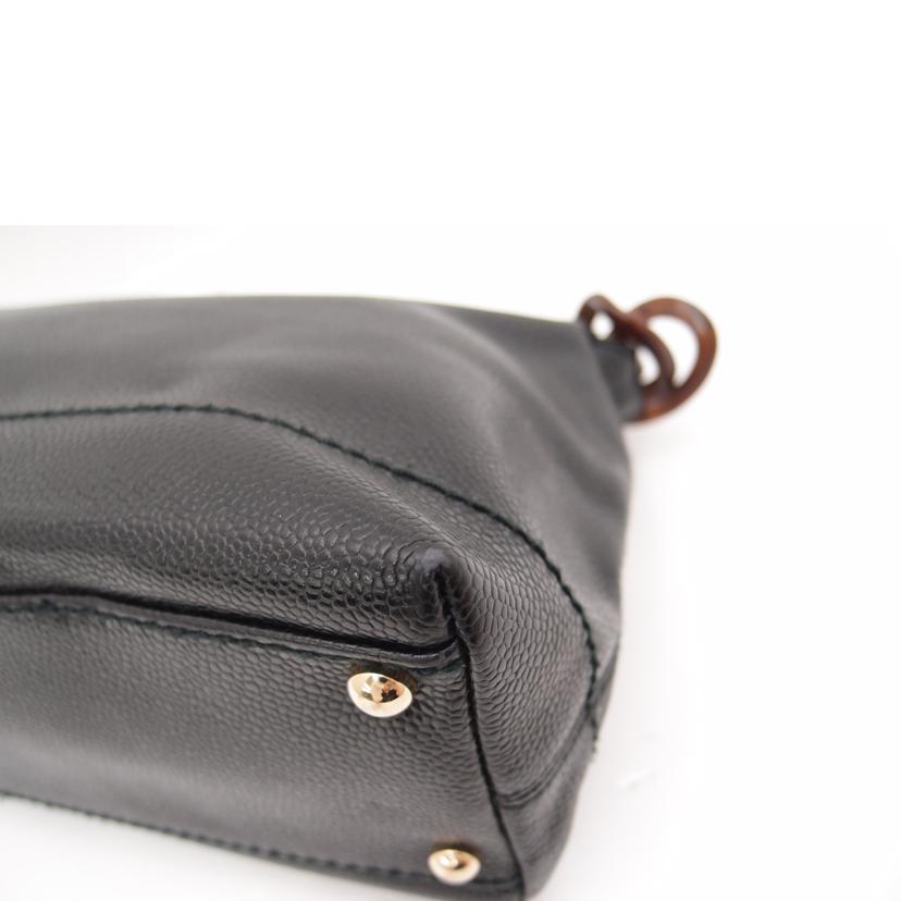 CHANEL シャネル レザー ハンド 肩掛け 黒 /キャビアスキンココマークワンショルダー/ブラック//7386199/Aランク/69