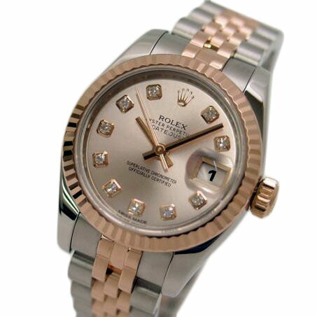 ROLEX ロレックス 腕時計 自動巻き 新品仕上済 ピンク文字盤 ランダムルーレット番 ピンクゴールド/デイトジャスト・レディース・10P新ダイヤ/ピンク/179171G//J30J7317(ランダム)/Aランク/69