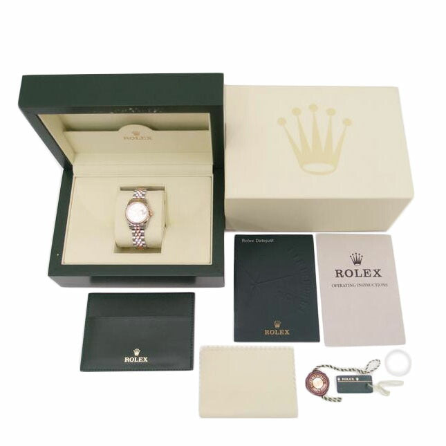 ROLEX ロレックス 腕時計 自動巻き 新品仕上済 ピンク文字盤 ランダムルーレット番 ピンクゴールド/デイトジャスト・レディース・10P新ダイヤ/ピンク/179171G//J30J7317(ランダム)/Aランク/69