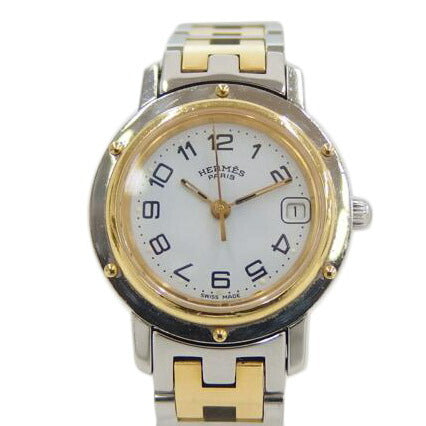 HERMES/クリッパー/YG/白文字盤/CL4.220//998499/Bランク/82