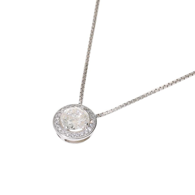 / ◎ PT950/K18WGダイヤネックレス1.32/0.11ct//ABランク/75