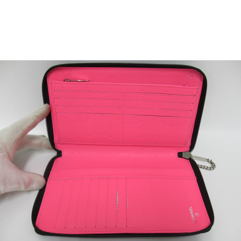 CHANEL/ラウンドジップ長財布/カンボンライン//15539844/Bランク/63