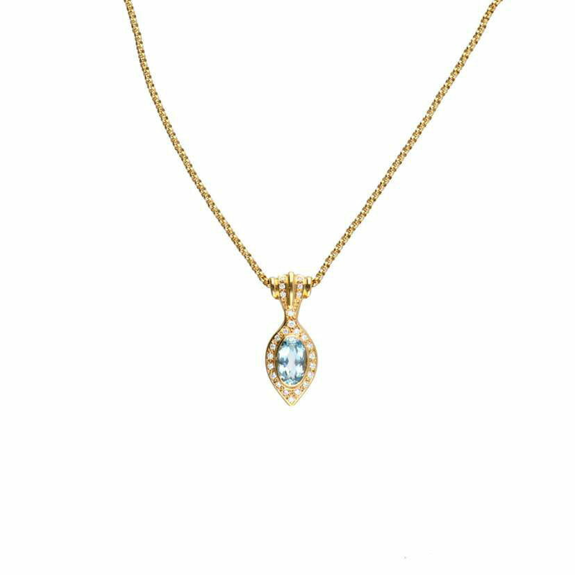 K18 MD/K18アクアマリンダイヤネックレス 1.14/8.8//1.14/Aランク/75