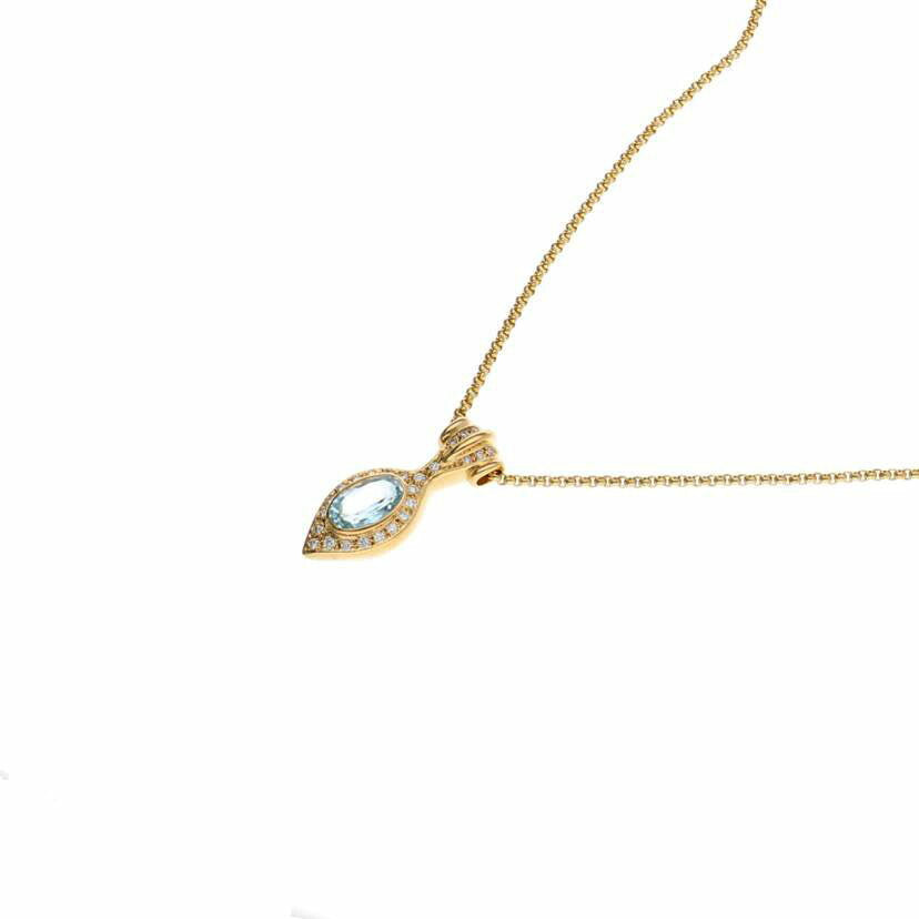 K18 MD/K18アクアマリンダイヤネックレス 1.14/8.8//1.14/Aランク/75