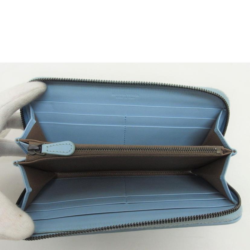 BOTTEGA VENETA ボッテガヴェネタ/イントレチャート/ラウンドファスナー長財布/ライトブルー//B03789694X/Bランク/04