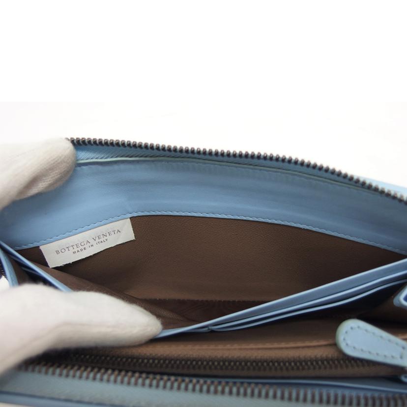 BOTTEGA VENETA ボッテガヴェネタ/イントレチャート/ラウンドファスナー長財布/ライトブルー//B03789694X/Bランク/04