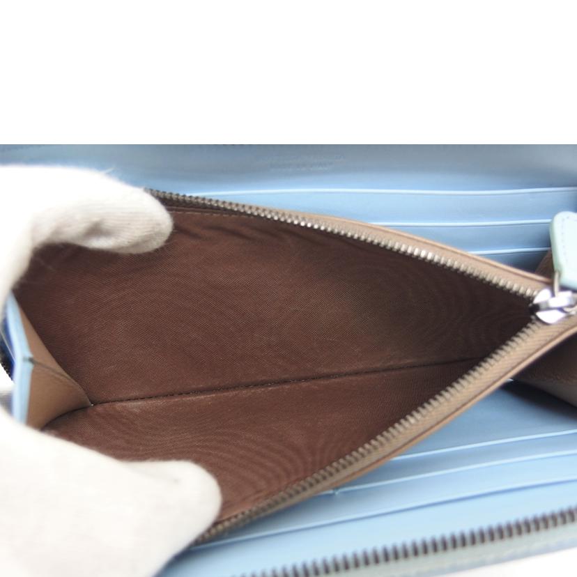 BOTTEGA VENETA ボッテガヴェネタ/イントレチャート/ラウンドファスナー長財布/ライトブルー//B03789694X/Bランク/04