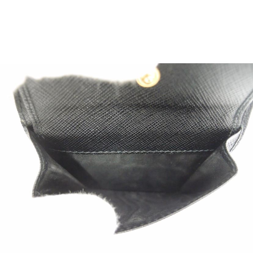 PRADA プラダ 黒 コンパクト財布 メンズ レディース/サフィアーノ二つ折り財布/ブラック/1MV204//234/Aランク/69