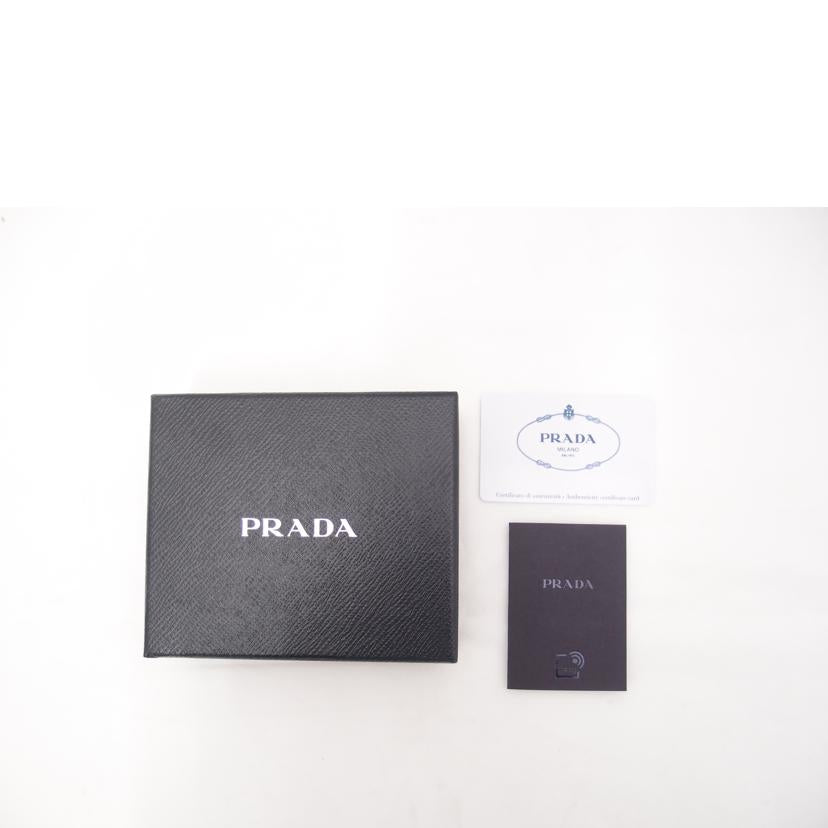 PRADA プラダ 黒 コンパクト財布 メンズ レディース/サフィアーノ二つ折り財布/ブラック/1MV204//234/Aランク/69