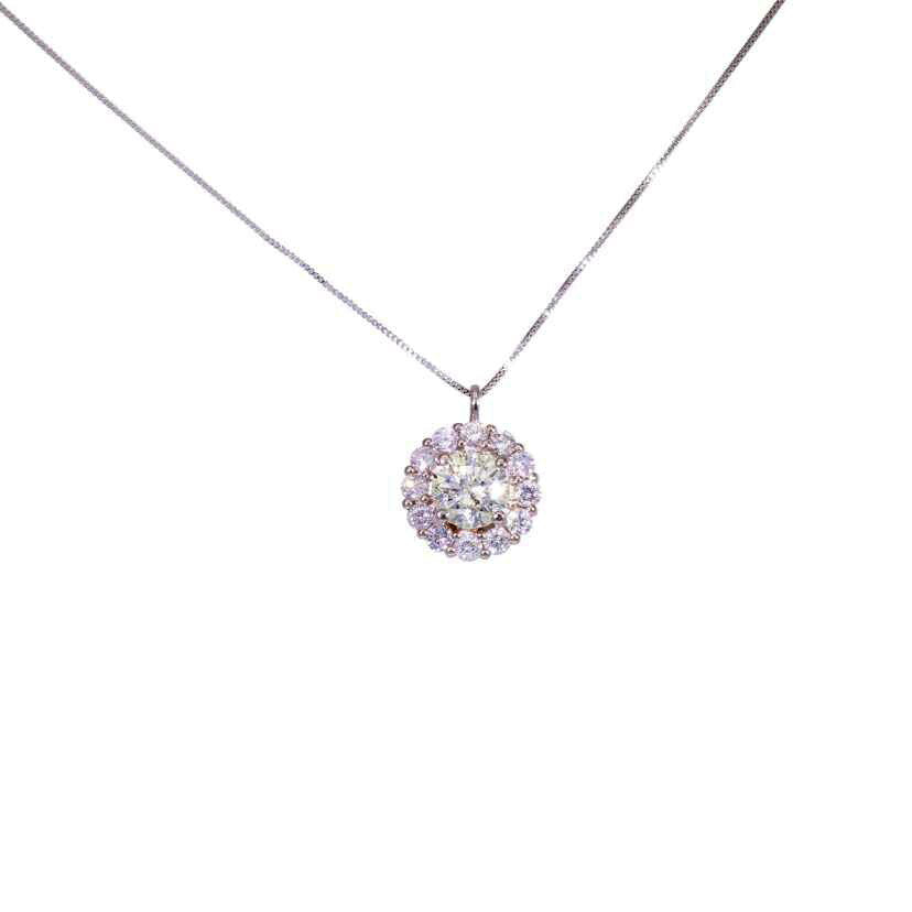 / ◎ Pt900/850ダイヤネックレス1.027/0.58ct//Aランク/75