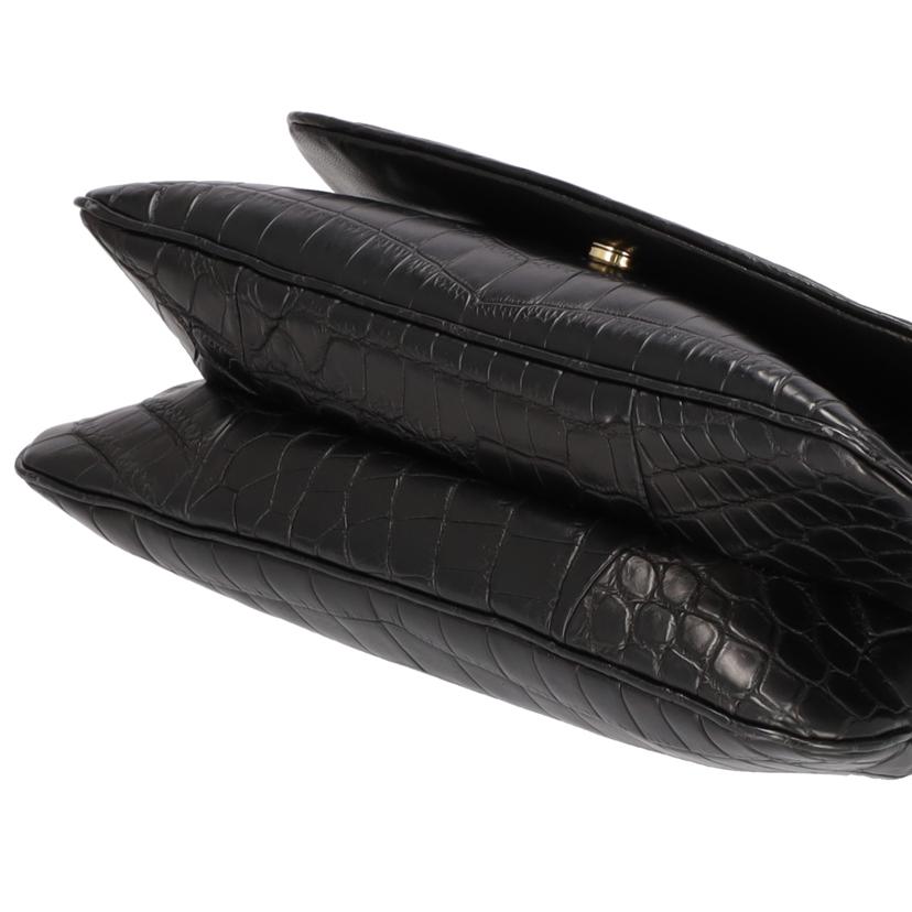 BOTTEGA VENETA ボッテガベネタ バッグ ブランドバッグ ハンドバッグ クロコ レザー レディース ブラック 黒 ゴールド/クロコレザーハンド/V9120 1000//131764/Bランク/75