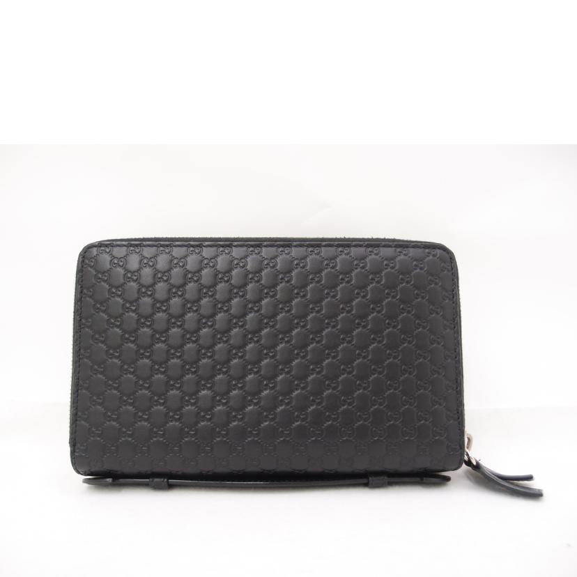 GUCCI グッチ 長財布 トラベルウォレット レザー 黒 メンズ ハンドバッグ/マイクログッチWジップ長財布/ブラック/449246//041*/SAランク/69