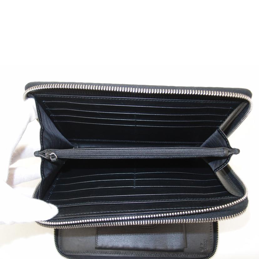 GUCCI グッチ 長財布 トラベルウォレット レザー 黒 メンズ ハンドバッグ/マイクログッチWジップ長財布/ブラック/449246//041*/SAランク/69
