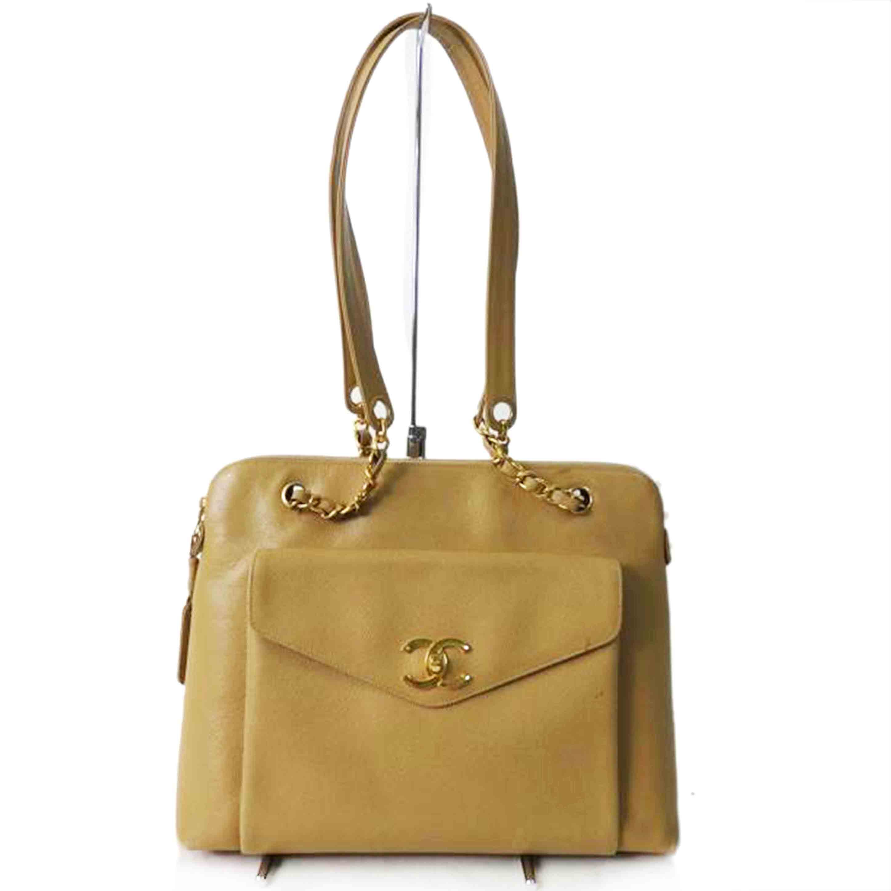 CHANEL シャネル/ココマークチェーンハンドバッグ/ベージュ/ゴールド金具//361****/Bランク/84