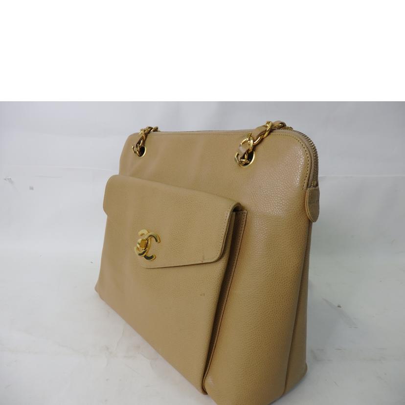 CHANEL シャネル/ココマークチェーンハンドバッグ/ベージュ/ゴールド金具//361****/Bランク/84