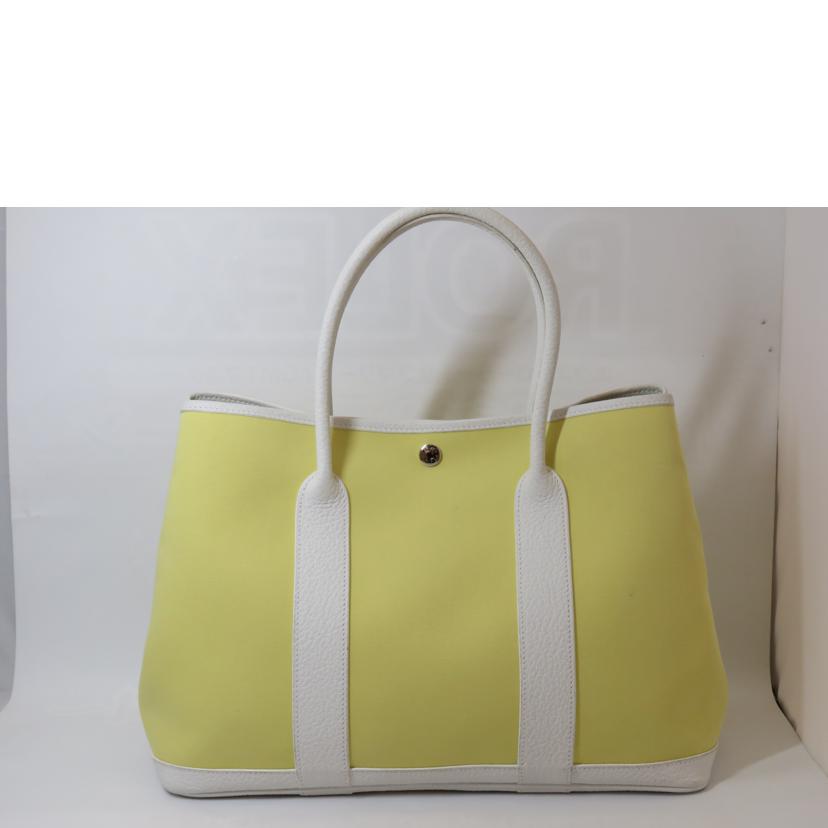HERMES エルメス/ガーデンパーティPM/バイカラー白×黄/トワルオフィシエ//TK □R刻印/ABランク/90