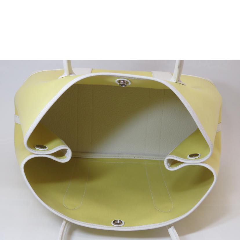 HERMES エルメス/ガーデンパーティPM/バイカラー白×黄/トワルオフィシエ//TK □R刻印/ABランク/90