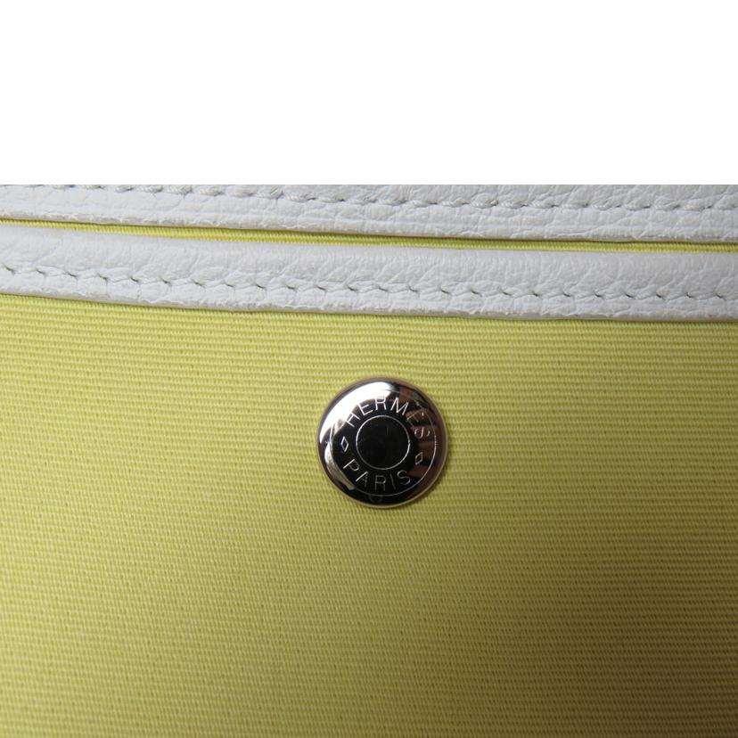 HERMES エルメス/ガーデンパーティPM/バイカラー白×黄/トワルオフィシエ//TK □R刻印/ABランク/90