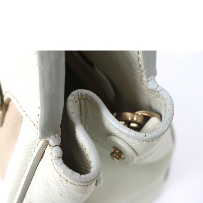 PRADA プラダ/レザーキャンバス2WAYバッグ ショルダー ハンド ホワイト系/BN2595//Bランク/65