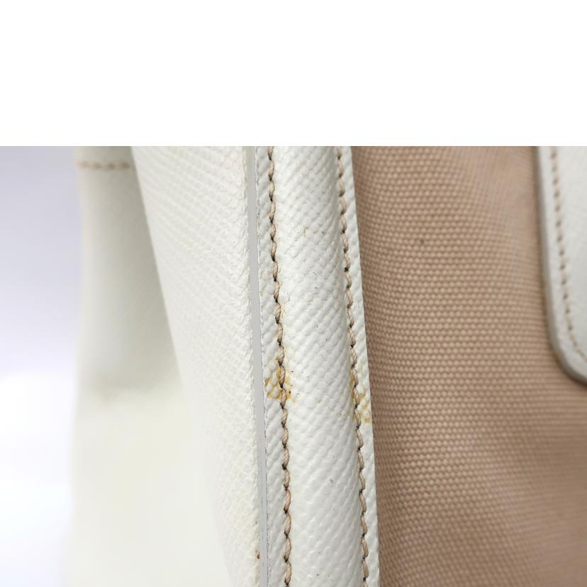 PRADA プラダ/レザーキャンバス2WAYバッグ ショルダー ハンド ホワイト系/BN2595//Bランク/65