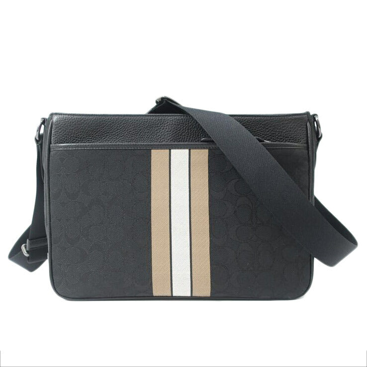 COACH コーチ/トンプソン シグネチャー ジャガード ショルダーバッグ ブラック系/C5291//Aランク/65