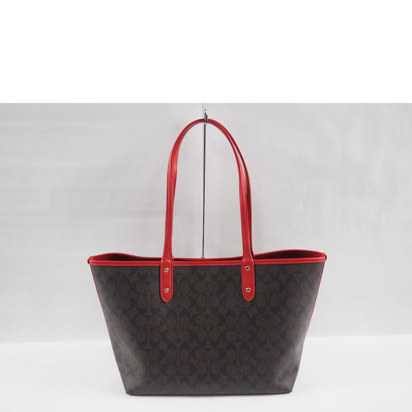 COACH コーチ/シティトートB/シグネチャー リバーシブル/茶x赤/F36658//ABランク/79