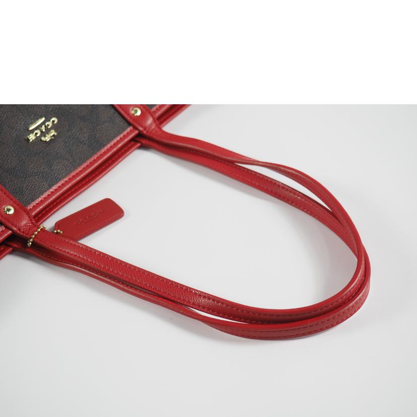 COACH コーチ/シティトートB/シグネチャー リバーシブル/茶x赤/F36658//ABランク/79