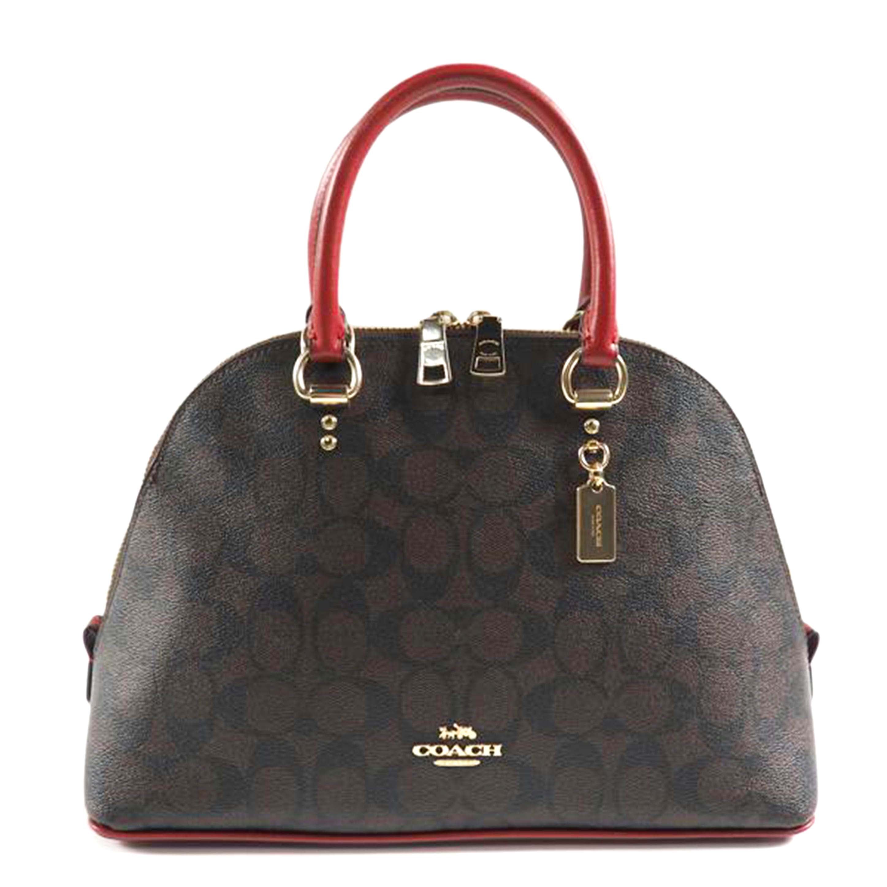 COACH コーチ/ハンドB/シグネチャー ケイティサッチェル/茶x赤/2558//ABランク/79