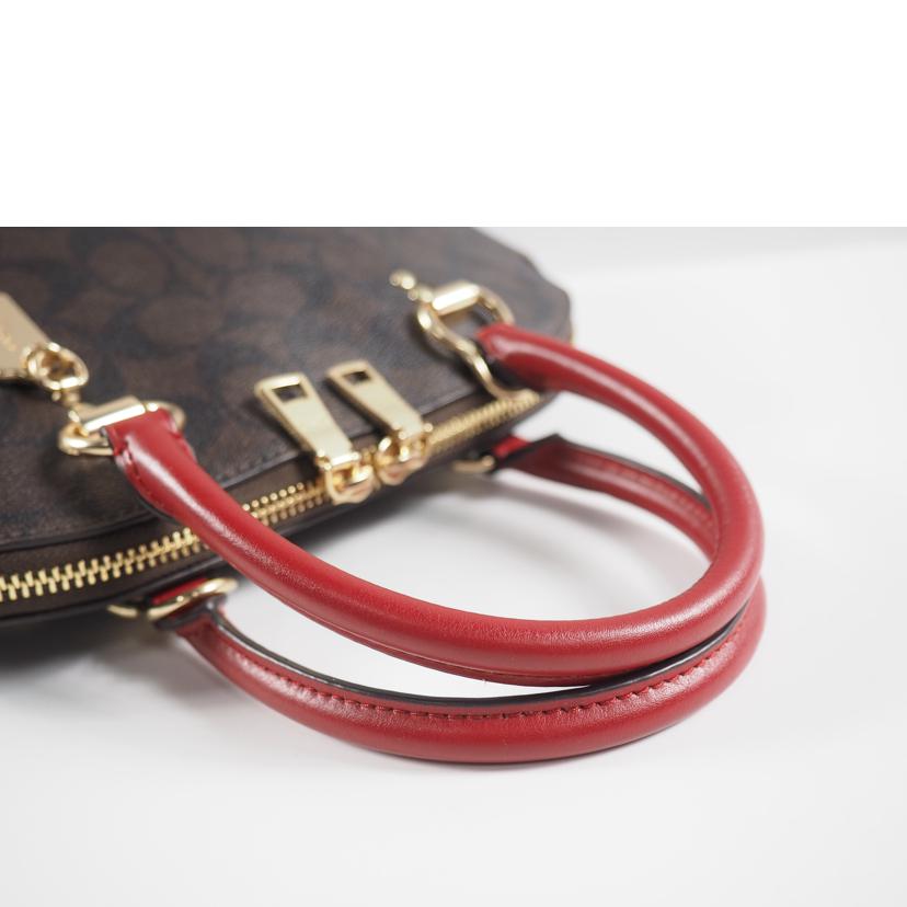 COACH コーチ/ハンドB/シグネチャー ケイティサッチェル/茶x赤/2558//ABランク/79