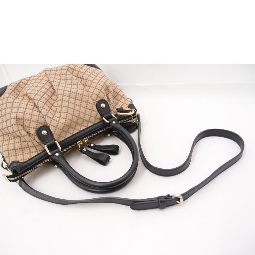 GUCCI グッチ キャンバス 黒 茶 ハンドバッグ 肩掛け 斜め掛け レディース/スーキーディアマンテ2wayミニボストン/ブラック/247902//520***/Aランク/69