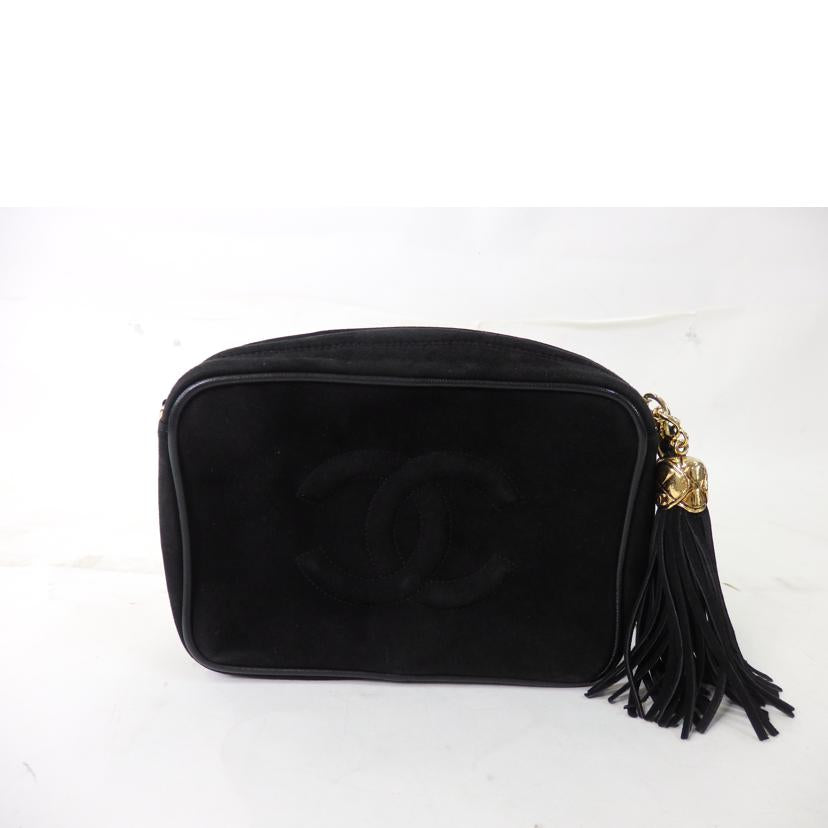 CHANEL シャネル/ココマークフリンジチェーンショルダーバッグ/スエード/黒/ゴールド金具//154****/ABランク/84