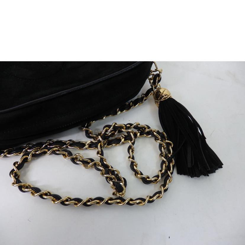 CHANEL シャネル/ココマークフリンジチェーンショルダーバッグ/スエード/黒/ゴールド金具//154****/ABランク/84