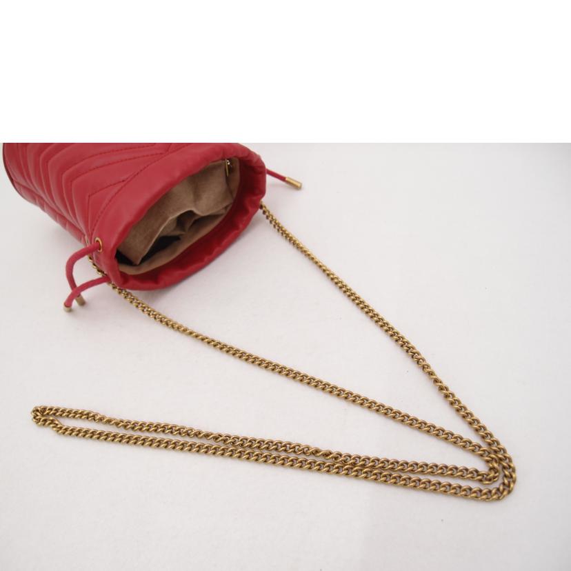 GUCCI グッチ 赤 チェーンショルダー レディース 巾着 /GGマーモントミニバケットショルダー/レッド/575163//534***/SAランク/69