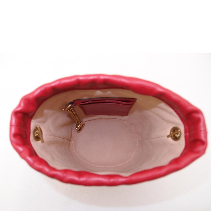 GUCCI グッチ 赤 チェーンショルダー レディース 巾着 /GGマーモントミニバケットショルダー/レッド/575163//534***/SAランク/69