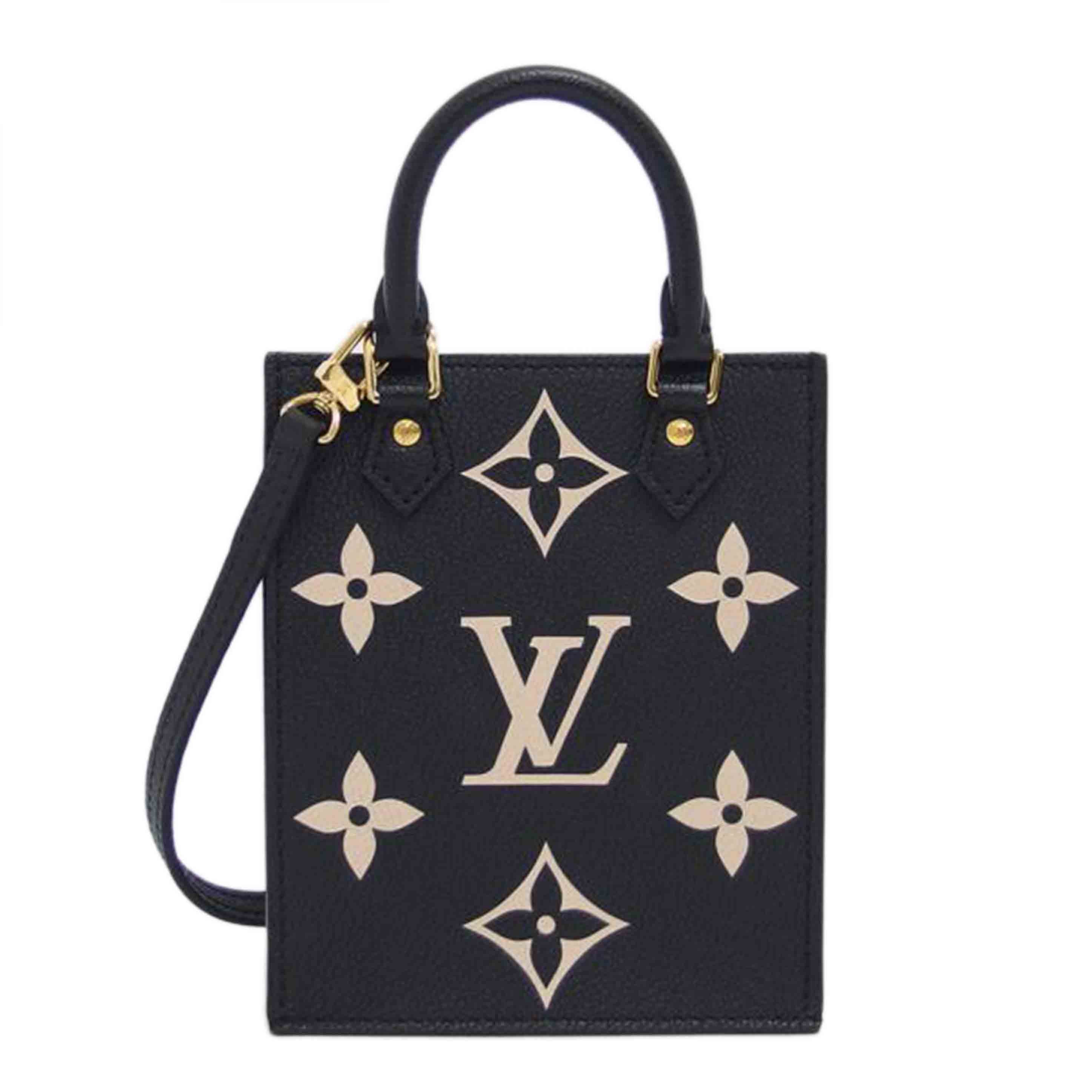 LV ルイ・ヴィトン ミニショルダーバッグ バイカラー ブラック×ベージュ/プティット・サックプラ/モノグラム/アンプラント/M81416//ICチ***/Aランク/04